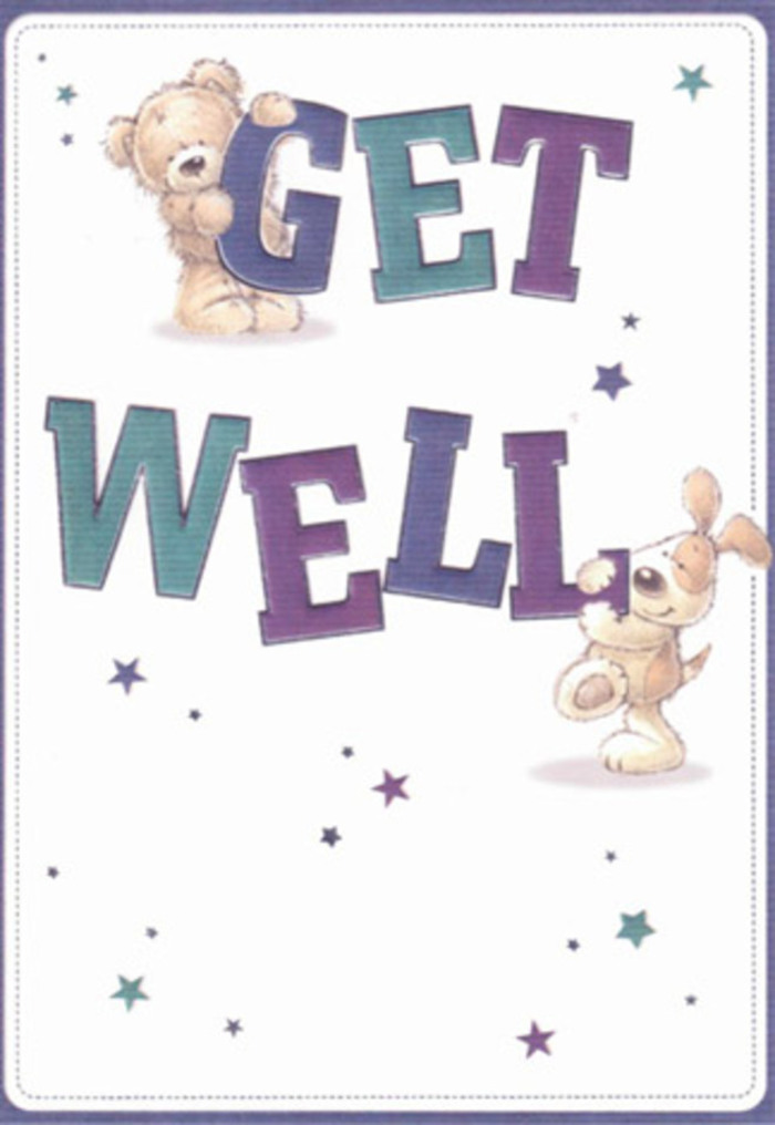 This charming get well card captures gentle encouragement through the lively presence of a bear and puppy, beautifully imagined against a soft, inviting backdrop. Star motifs twinkle around the two friends, scattered like wishes across a clear North Kensington sky after rain. The typography is robust and friendly, coloured in deep purples and aquas evocative of the unique arrangements found at local North Kensington Florist boutiques. The textured fur of the bear and the puppy's floppy velvet ears add a tactile sense of comfort that transcends the flatness of the page, echoing the experience of receiving a plush, hand-tied bouquet. Their happy, reassuring expressions bring a smile, communicating warmth and support as effectively as any fresh floral delivery along Westbourne Park Road. The whole composition feels light and uplifting, perfectly suited for sending positivity and encouragement to someone recuperating in the community, whether in a Notting Hill flat or a quiet garden nearby. Envision this card accompanying a vibrant arrangement; together, they create an experience of healing and heartfelt friendship right from the centre of North Kensington.